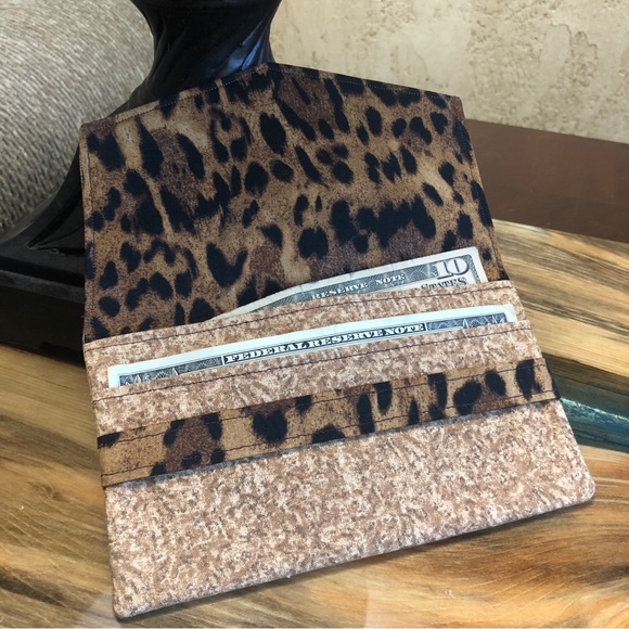 Animal Print Cash Envelope/Receipt holder Fabric Handmade Wallet - Picture 3 of 4